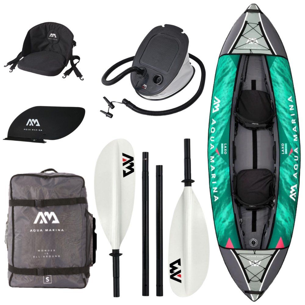 Aqua Marina 10’6″ Laxo-320 Recreational Kayak - 2 person. Inflatable deck. Kayak paddle set included - Escape Urban Life