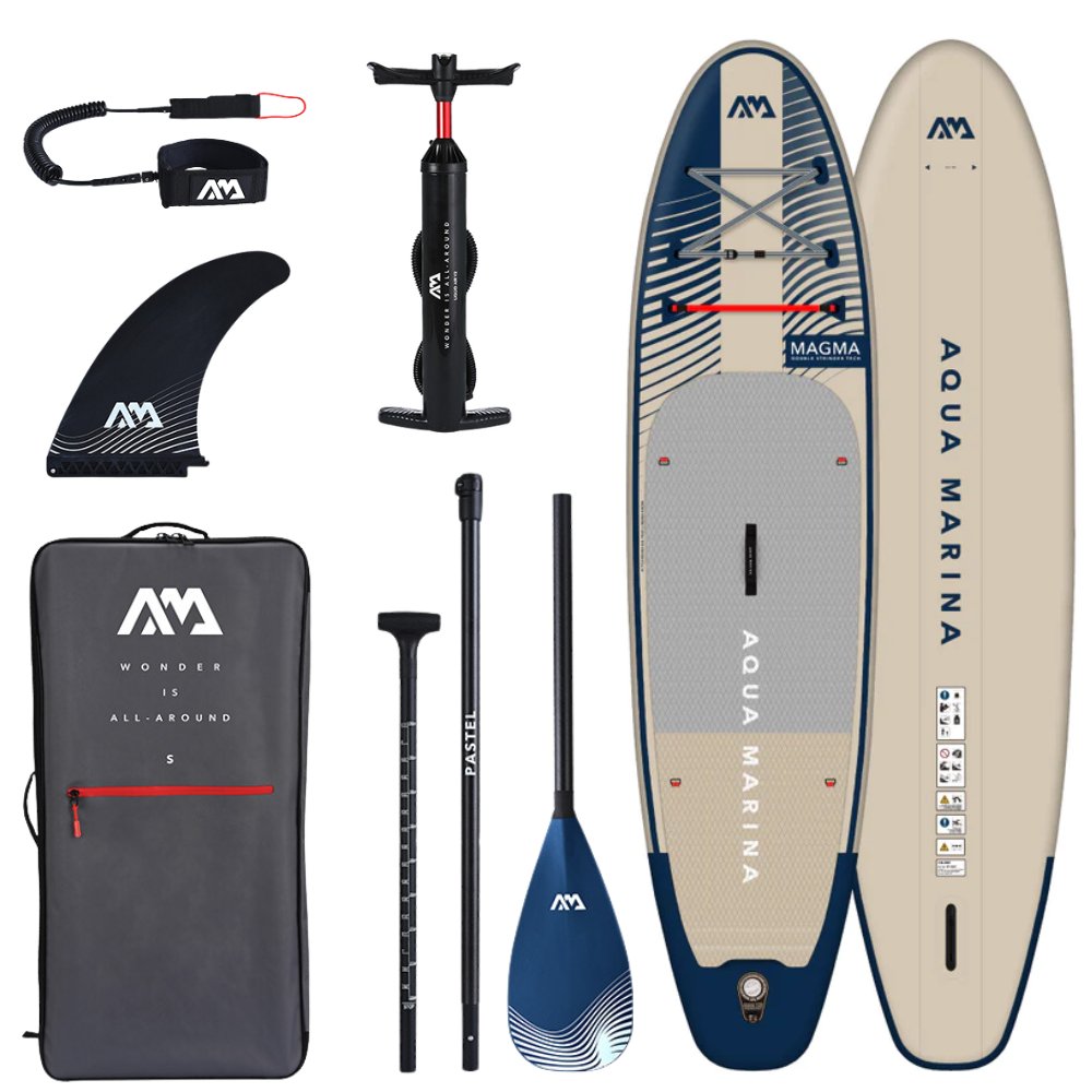 Aqua Marina 11’2″ Magma (Earth Wave) - Advanced All-around iSUP, 3.4m/15cm, with carbon/fiberglass hybrid PASTEL paddle and coil leash - Escape Urban Life