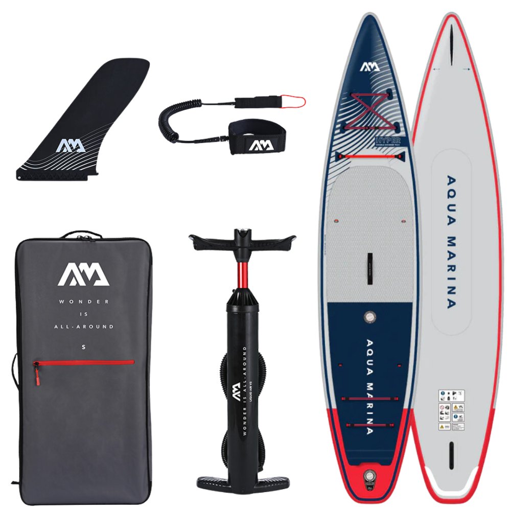 Aqua Marina 12′ 6″ Hyper (Navy) - Touring iSUP, 3.81m/15cm, with coil leash - Escape Urban Life