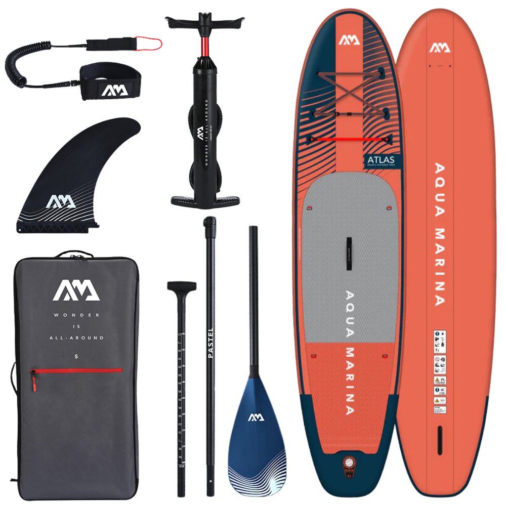 Aqua Marina 12’0″ Atlas (Sky Glider) - Advanced All-around iSUP, 3.66m/15cm, with carbon/fiberglass hybrid PASTEL paddle and coil leash - Escape Urban Life