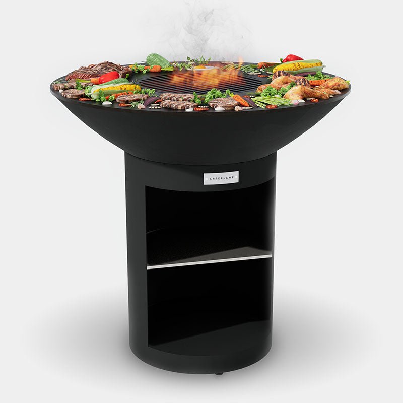 Arteflame Classic 40" Black Label - Tall Round Base With Storage - Escape Urban Life