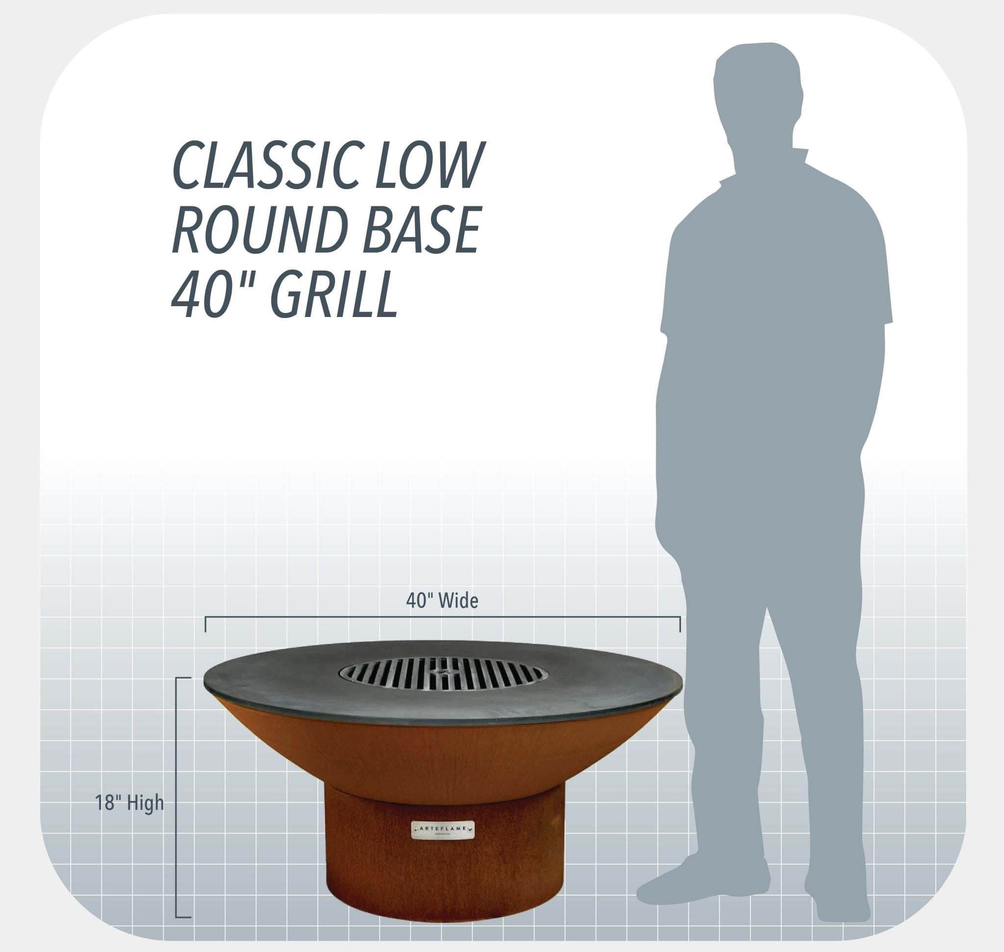 Arteflame Classic 40" Grill - Low Round Base - Escape Urban Life