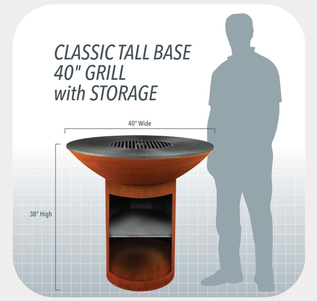 Arteflame Classic 40" Grill - Tall Round Base With Storage - Escape Urban Life