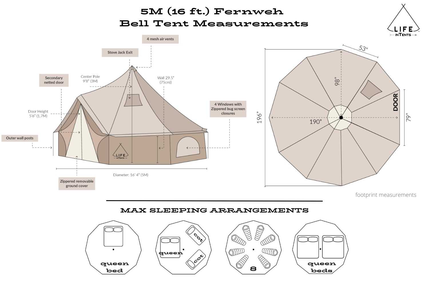 Life inTents Fernweh™ 360 View Canvas Bell Tent 16' (5 Meters) - Escape Urban Life